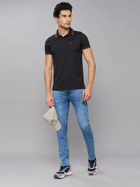 Men's Black Printed Slim Fit T-Shirts
