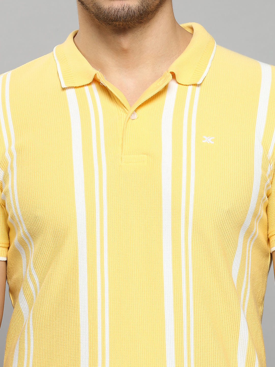 Men's Yellow Printed Slim Fit T-Shirts