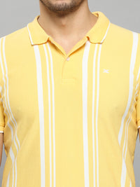 Men's Yellow Printed Slim Fit T-Shirts
