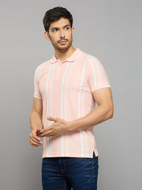 Men's Pink Printed Slim Fit T-Shirts