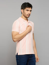 Men's Pink Printed Slim Fit T-Shirts