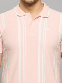 Men's Pink Printed Slim Fit T-Shirts