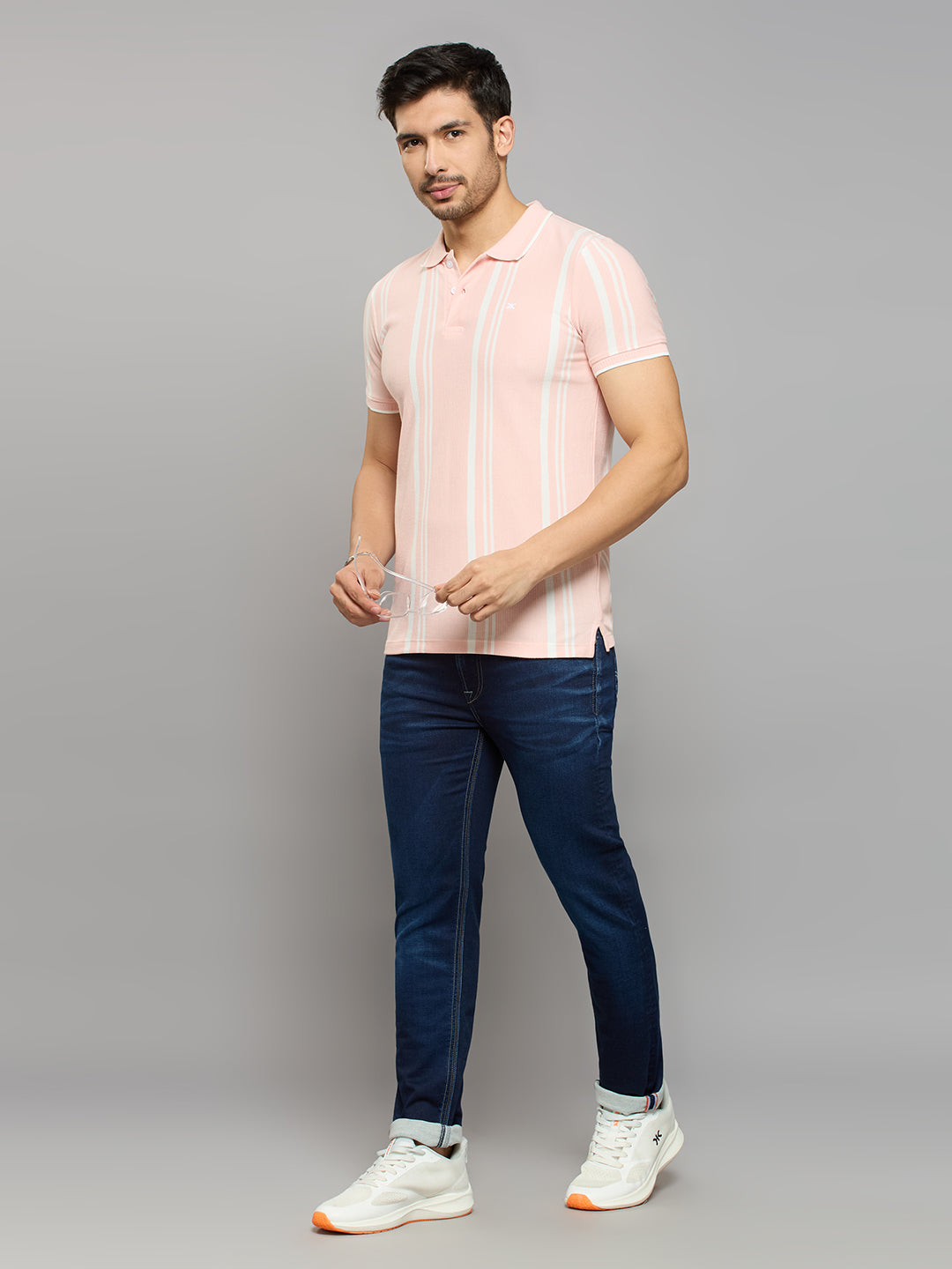 Men's Pink Printed Slim Fit T-Shirts