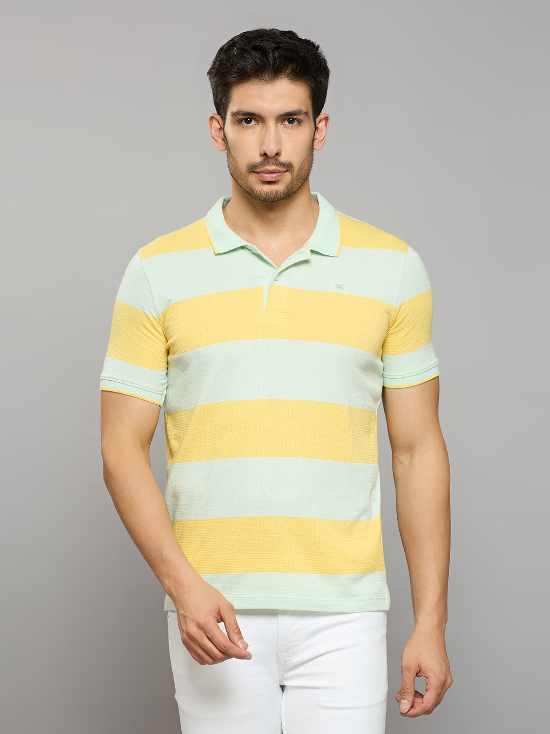 Men's Yellow Printed Slim Fit T-Shirts