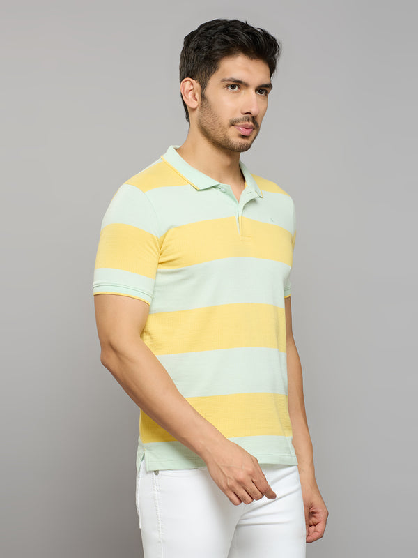 Men's Yellow Printed Slim Fit T-Shirts