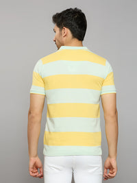 Men's Yellow Printed Slim Fit T-Shirts