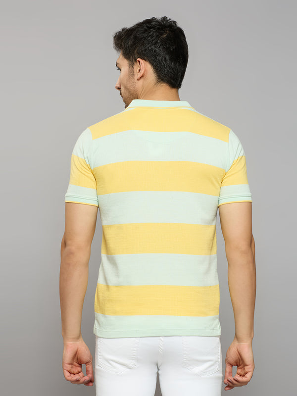Men's Yellow Printed Slim Fit T-Shirts