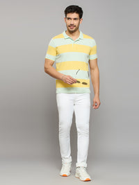 Men's Yellow Printed Slim Fit T-Shirts