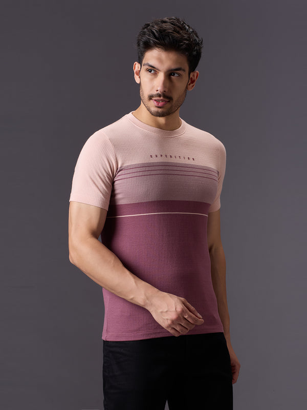 Men's Pink Printed Slim Fit T-Shirts