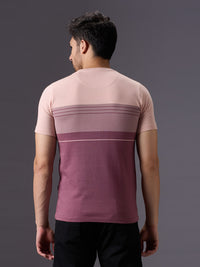 Men's Pink Printed Slim Fit T-Shirts