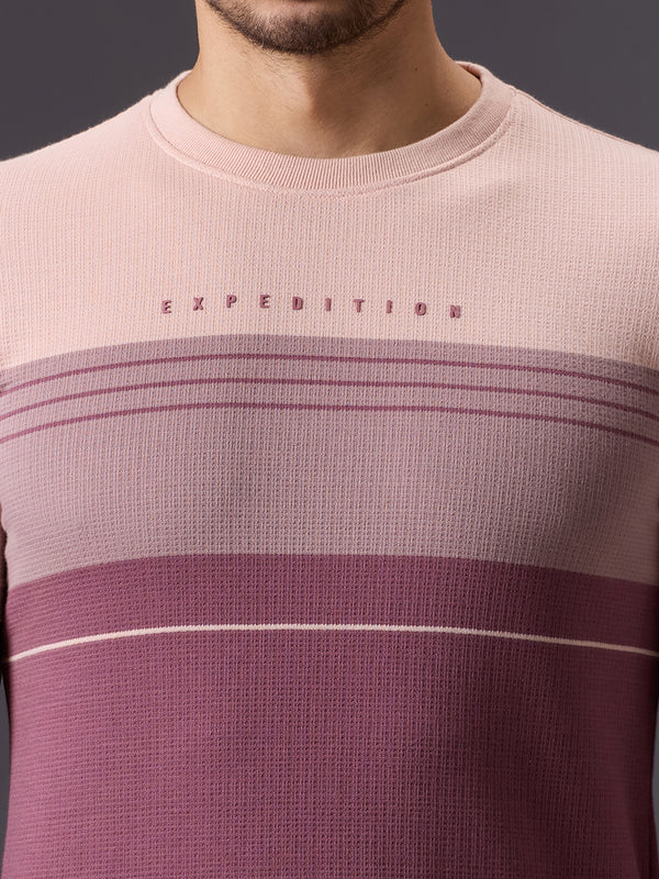 Men's Pink Printed Slim Fit T-Shirts