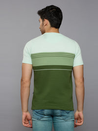 Men's Olive Printed Slim Fit T-Shirts