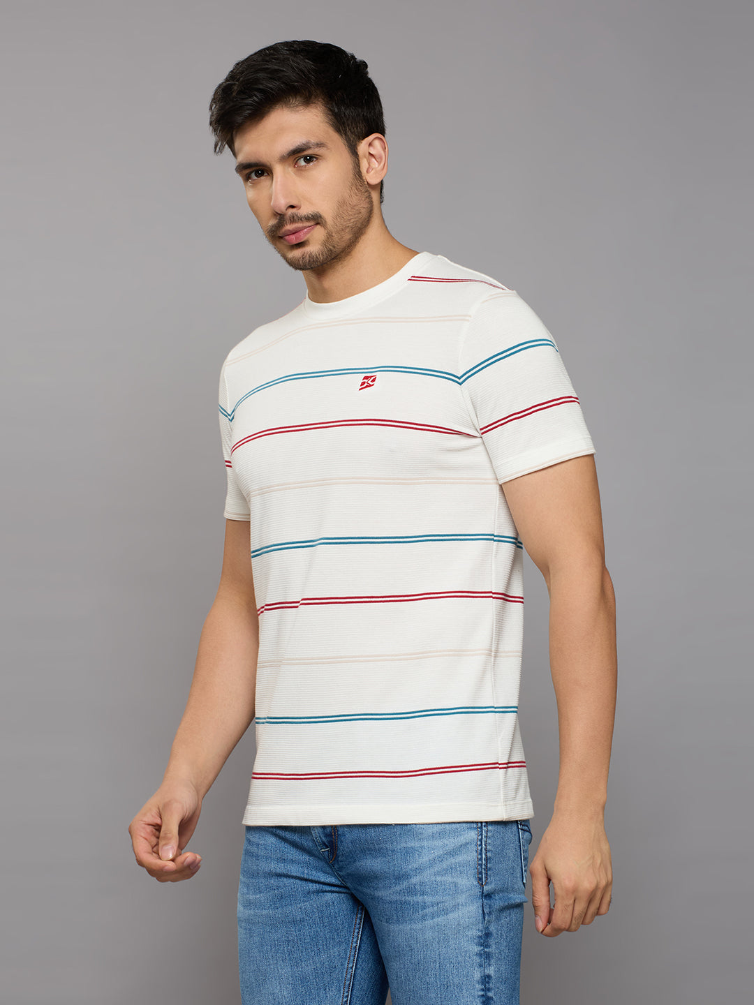 Men's White Printed Slim Fit T-Shirts