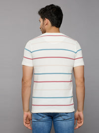 Men's White Printed Slim Fit T-Shirts