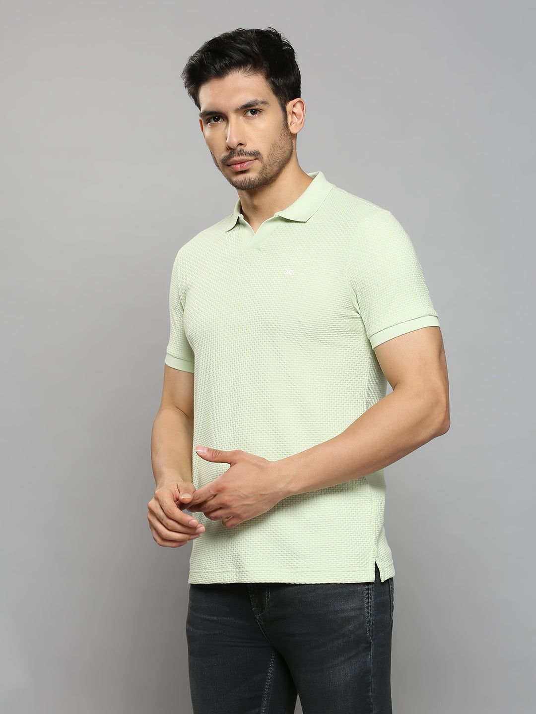 Men's Green Printed Slim Fit T-Shirts