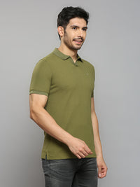 Men's Olive Printed Slim Fit T-Shirts