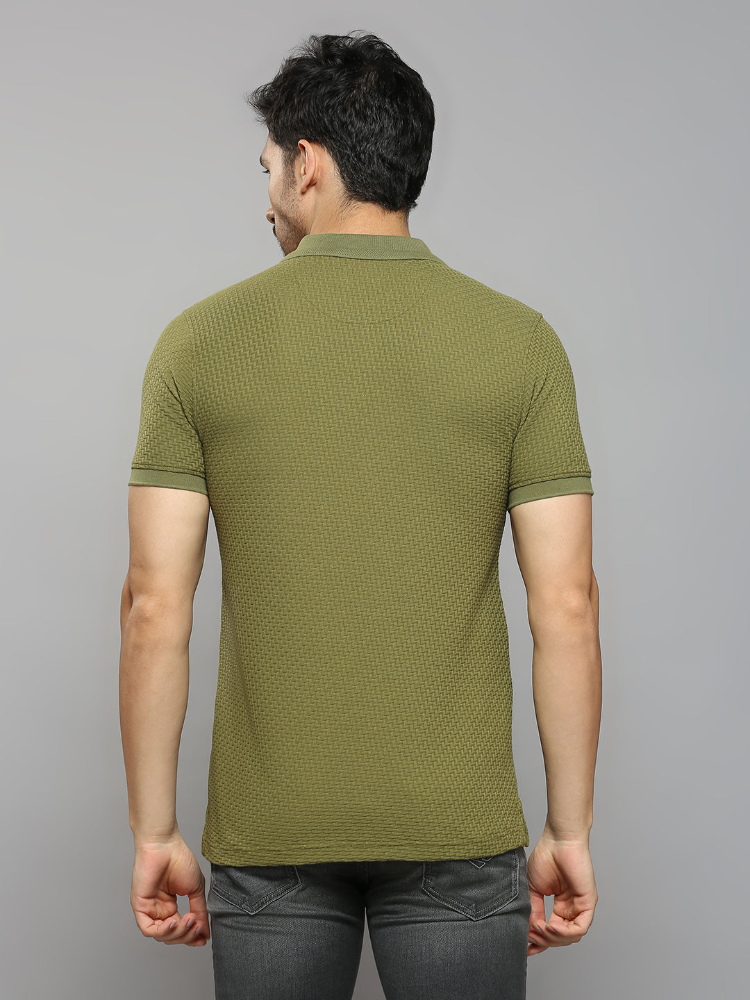 Men's Olive Printed Slim Fit T-Shirts