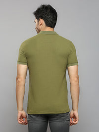 Men's Olive Printed Slim Fit T-Shirts