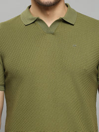 Men's Olive Printed Slim Fit T-Shirts