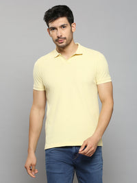 Men's Yellow Printed Slim Fit T-Shirts