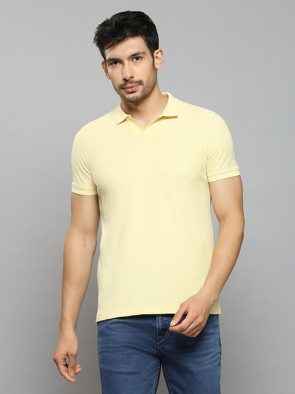 Men's Yellow Printed Slim Fit T-Shirts