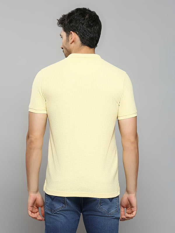 Men's Yellow Printed Slim Fit T-Shirts
