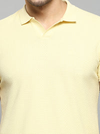 Men's Yellow Printed Slim Fit T-Shirts