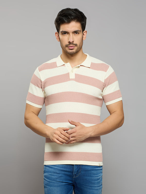 Men's Pink Striped Flat Knits