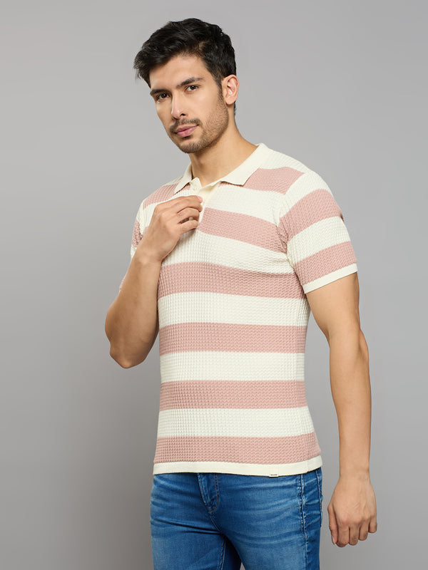 Men's Pink Striped Flat Knits