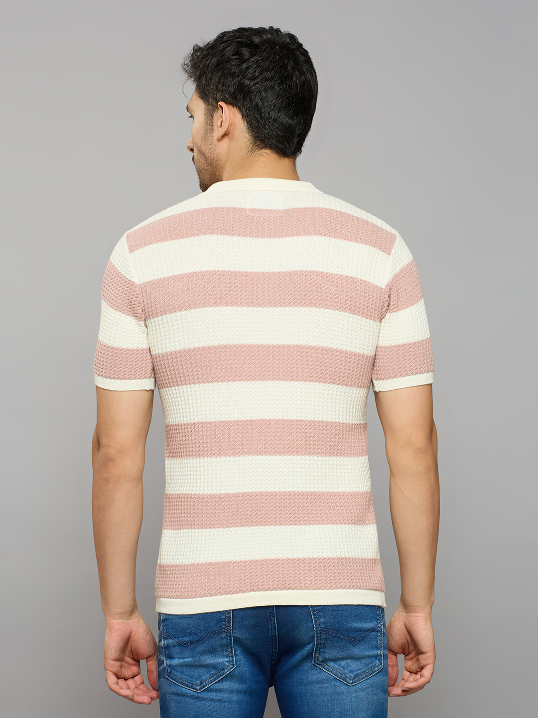 Men's Pink Striped Flat Knits