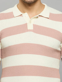Men's Pink Striped Flat Knits