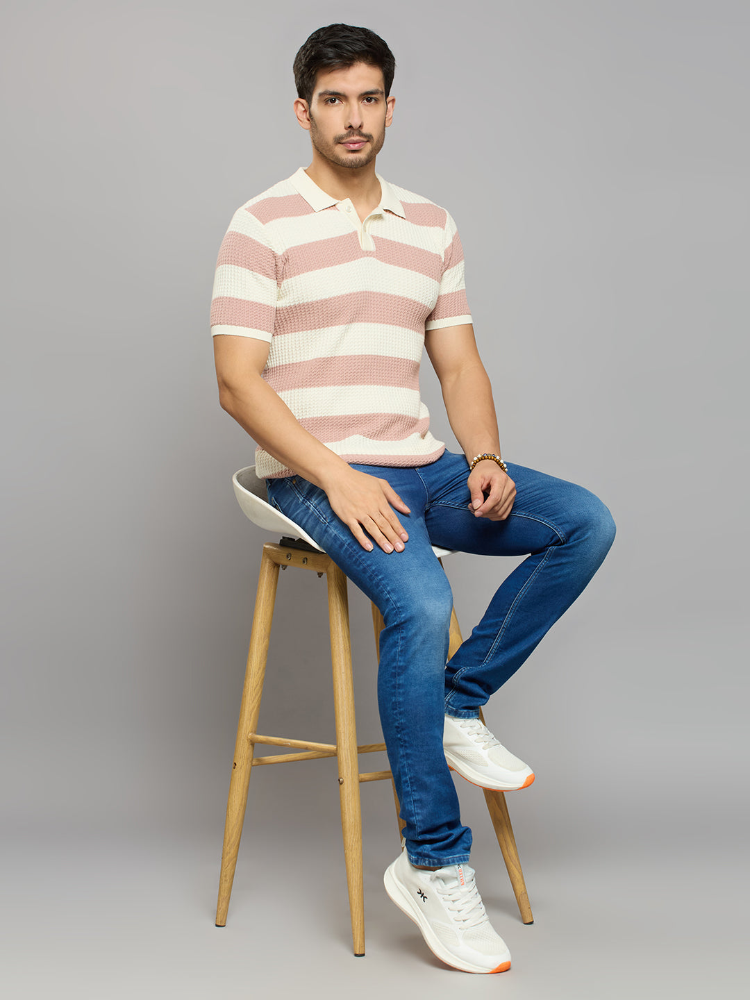 Men's Pink Striped Flat Knits