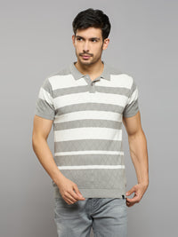 Men's Grey Striped Flat Knits