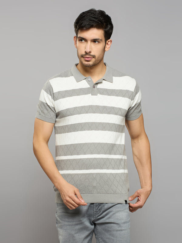 Men's Grey Striped Flat Knits