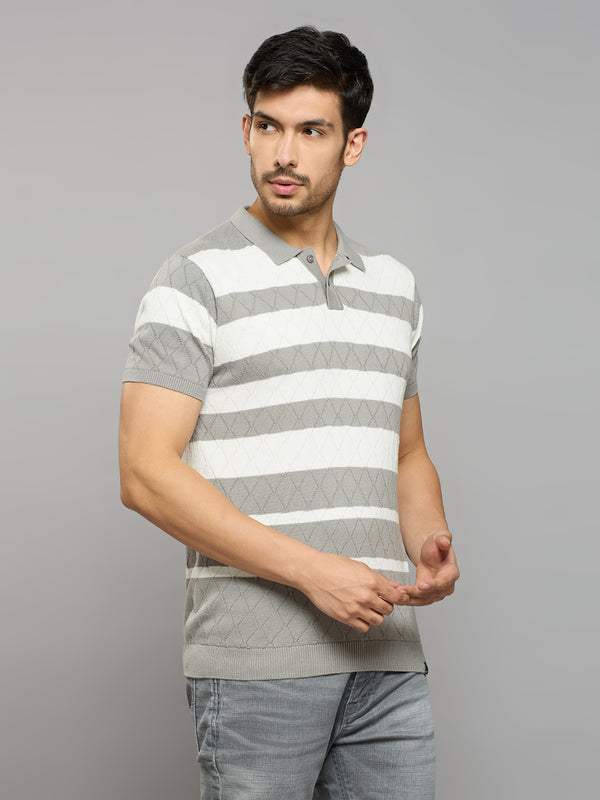 Men's Grey Striped Flat Knits