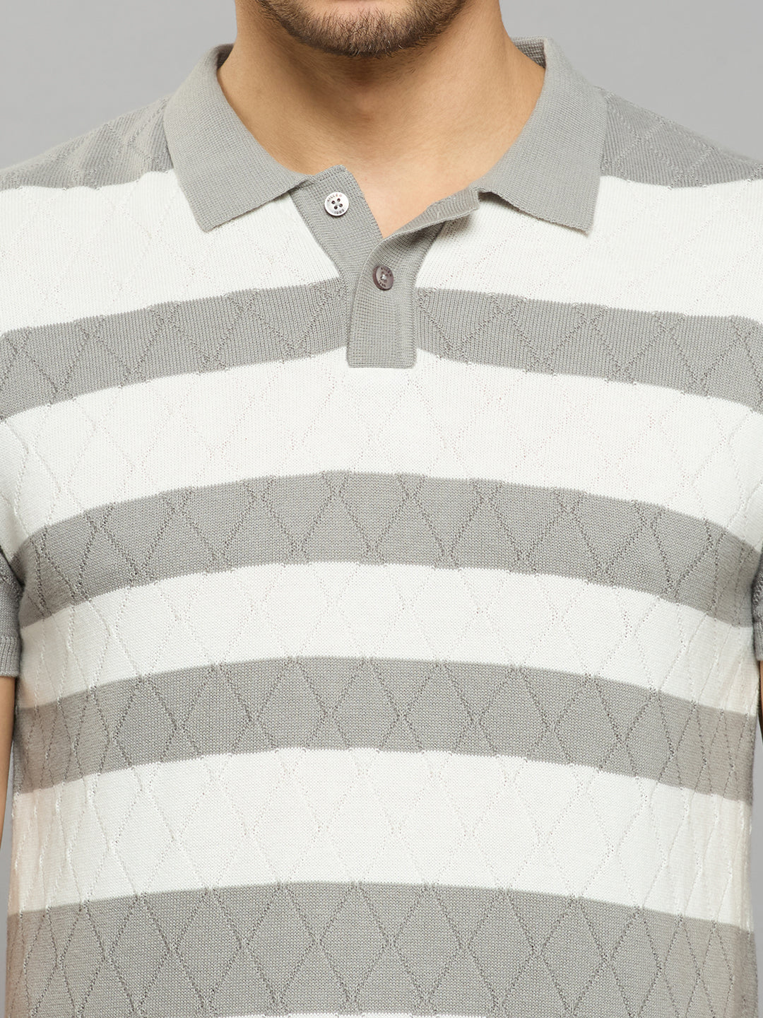 Men's Grey Striped Flat Knits