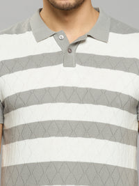 Men's Grey Striped Flat Knits