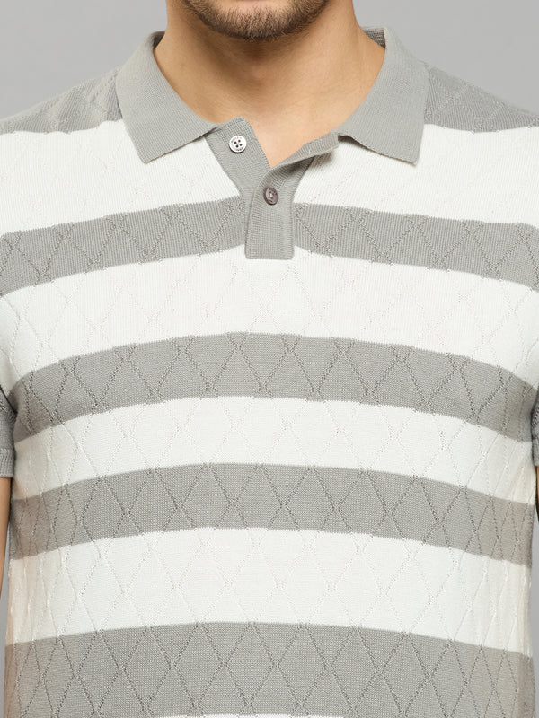 Men's Grey Striped Flat Knits