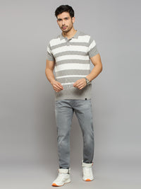 Men's Grey Striped Flat Knits