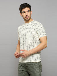 Men's Off White Printed Slim Fit T-Shirts