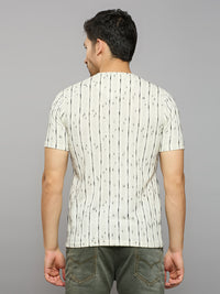 Men's Off White Printed Slim Fit T-Shirts