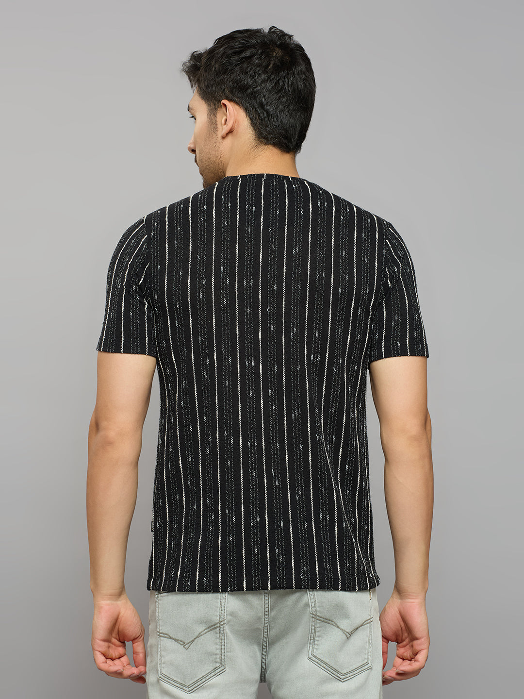 Men's Black Printed Slim Fit T-Shirts