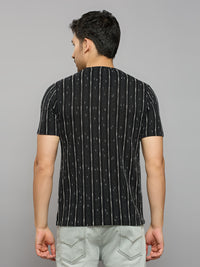 Men's Black Printed Slim Fit T-Shirts