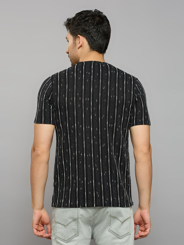 Men's Black Printed Slim Fit T-Shirts