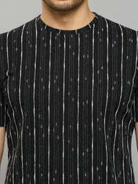 Men's Black Printed Slim Fit T-Shirts