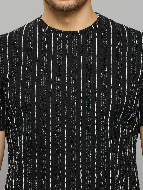 Men's Black Printed Slim Fit T-Shirts