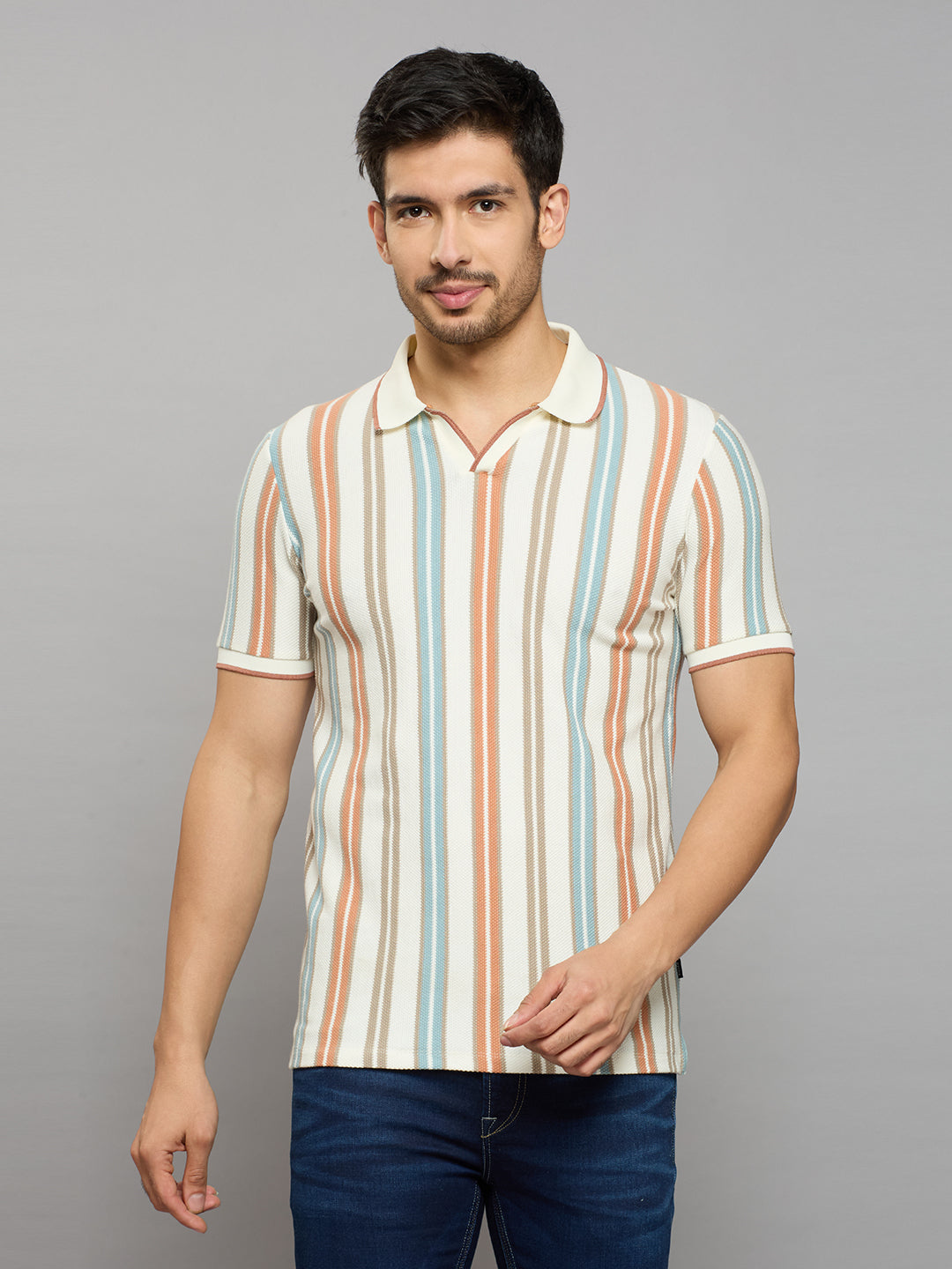 Men's Rust Printed Slim Fit T-Shirts