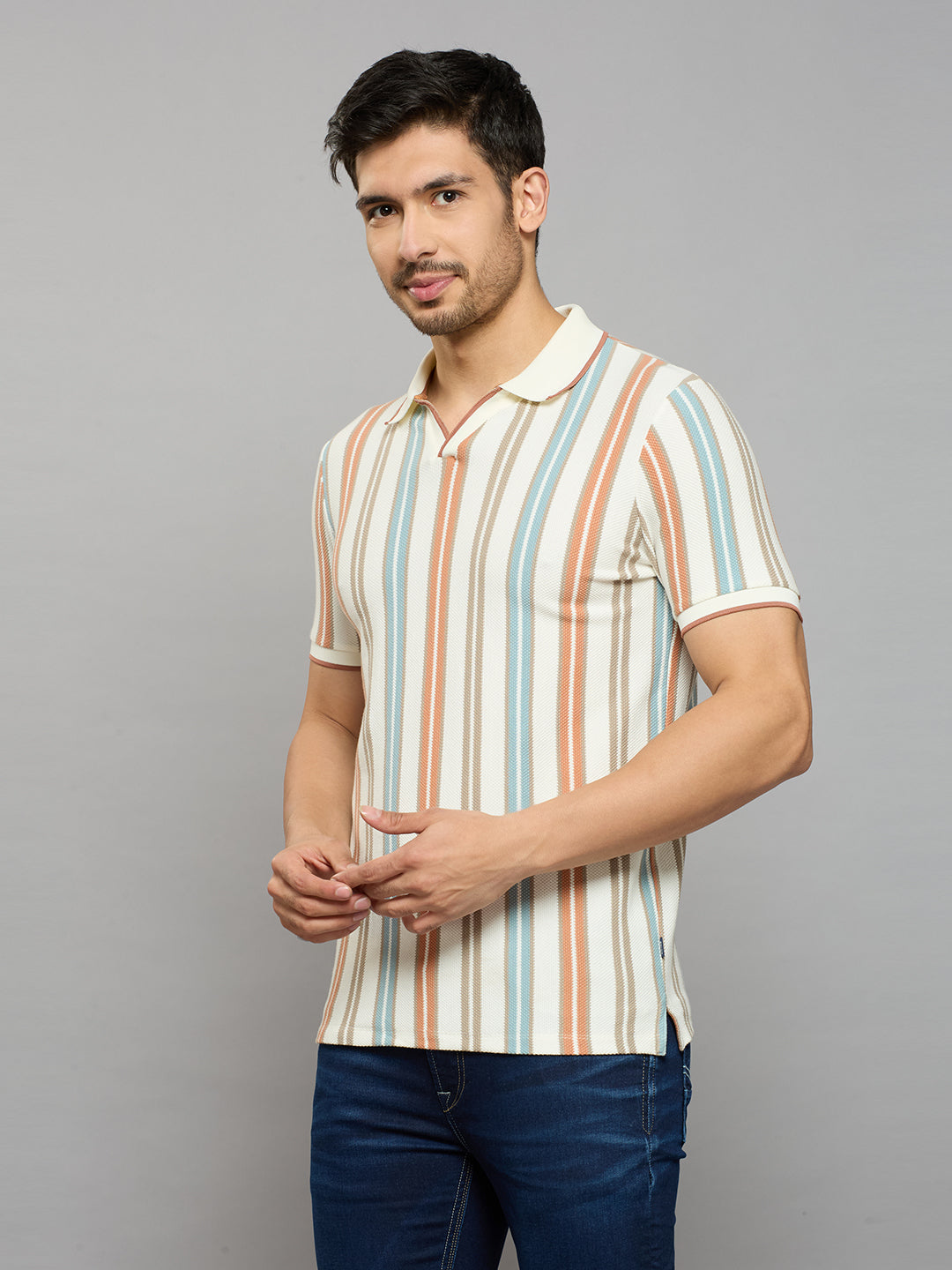 Men's Rust Printed Slim Fit T-Shirts