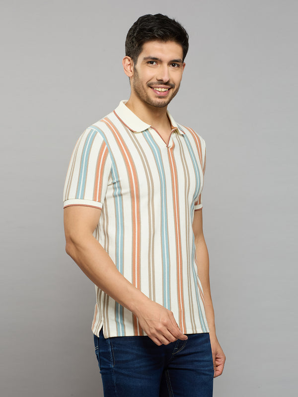 Men's Rust Printed Slim Fit T-Shirts