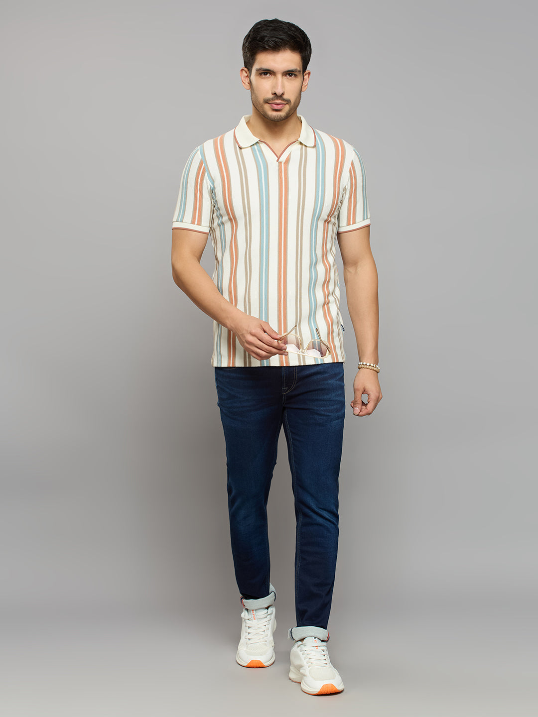Men's Rust Printed Slim Fit T-Shirts